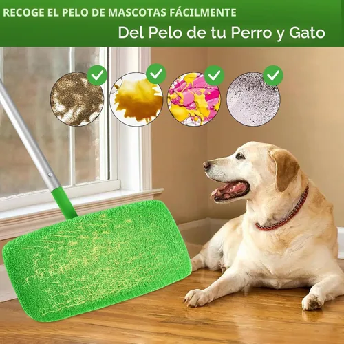 Vista 6 de Almohadillas de microfibra reutilizables compatibles con trapeador Paquete de 4 (verde)