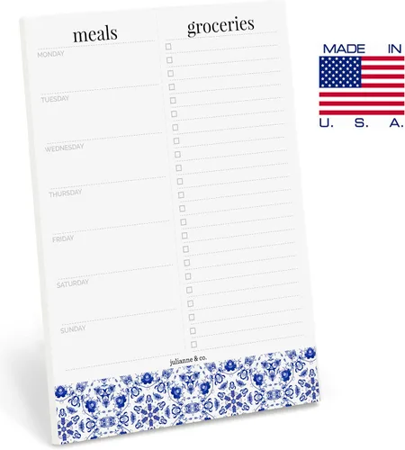 Vista 4 de Julianne & Co - Bloc de notas semanal magnético para planificar comidas y lista de comestibles, 52 páginas A5 premium, con lista de compras