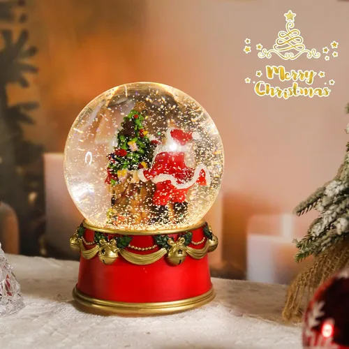 Vista 5 de MUMTOP Globos de nieve de Navidad, globos de nieve de Papá Noel con luces LED musicales que funcionan con pilas, globos de agua brillantes