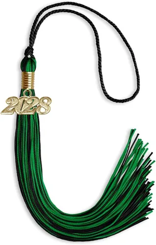 Vista 166 de Endea Graduation - Borla de doble color mixto con fecha dorada (negro/dorado antiguo, 2021)