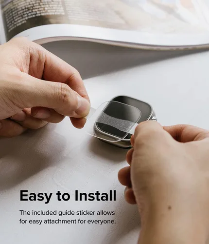 Vista 7 de Ringke Protector de pantalla compatible con Apple Watch Ultra 2 y diseñado para Apple Watch Ultra, protector de vidrio templado con marco de acero
