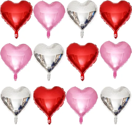 Vista 16 de Paquete de 10 globos en forma de corazón rosa pastel, globos románticos de 18 pulgadas para el día de San Valentín, proponer matrimonio, boda 10