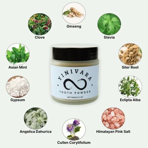 Vista 4 de Polvo dental Gum Health, para dientes sensibles con ginseng, menta y clavo de olor, suministro para 6 meses, fabricado en Estados Unidos, fórmula