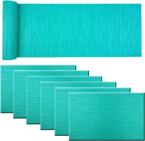 Vista 21 de Manteles individuales de vinilo resistentes al calor, lavables, fáciles de limpiar, manteles individuales de plástico para cocina, mesa de comedor