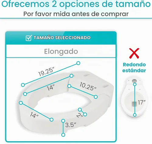 Vista 4 de Vive Asiento de inodoro elevado (alargado, añade 3.5 pulgadas) – Elevador y extensor de asiento de inodoro elevado para personas mayores