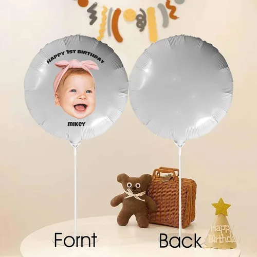 Vista 3 de Globo personalizado con cara, fotos personalizadas, globos de feliz cumpleaños, globos con nombre personalizado para regalos de fiesta de aniversario