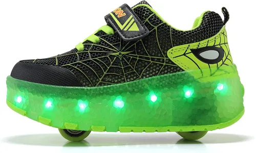 Vista 9 de Zapatos para niños con ruedas - 4 en 1 Zapatos con ruedas iluminados con luces LED recargables por USB para regalos de Navidad y escuela