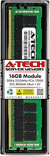 Vista 144 de A-Tech 4GB DDR4 2133MHz PC4-17000 ECC RDIMM 1Rx8 Single Rank 1.2V ECC Registered DIMM de 288 pines Módulo de actualización de memoria RAM