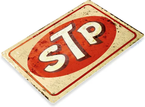 Vista 2 de Tinworld C228 STP - Placa decorativa de metal con diseño retro rústico de gasolina