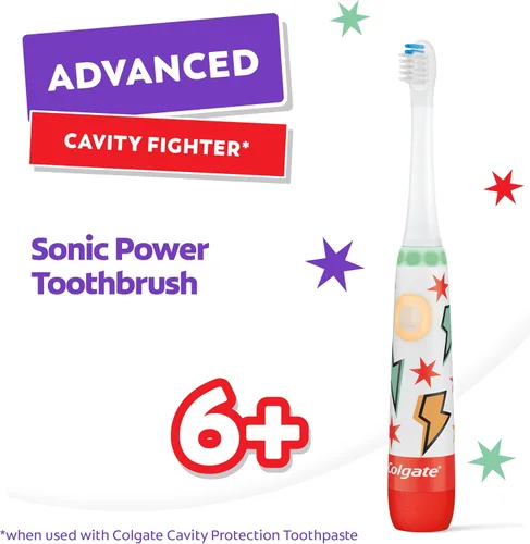 Vista 7 de Colgate Advanced Cavity Fighter - Cepillo de dientes con batería para niños, incluye batería AA y cabezal de cepillo de dientes extra, cuenta