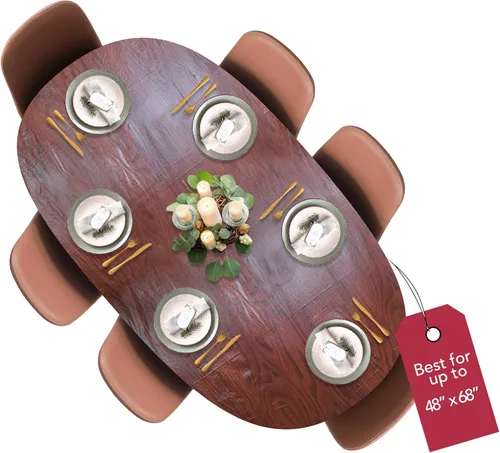 Vista 32 de LAMINET Mantel elástico ajustable para mesa, medallón grande, redondo, se adapta a mesas de hasta 45 a 56 pulgadas de diámetro Medallion