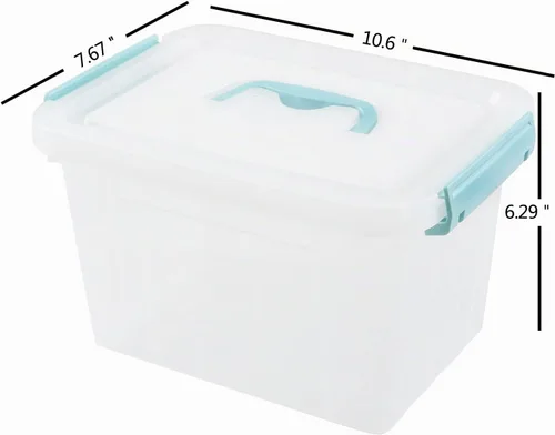 Vista 2 de Paquete de 6 contenedores de almacenamiento de plástico transparente de 6 cuartos de galón con tapas, pequeñas cajas de almacenamiento transparentes
