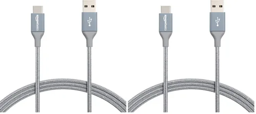 Vista 9 de Amazon Basics - Cable cargador USB-C a USB-A 2.0 de alta velocidad, cordón trenzado de nailon, velocidad de 480Mbps, certificado por USB-IF