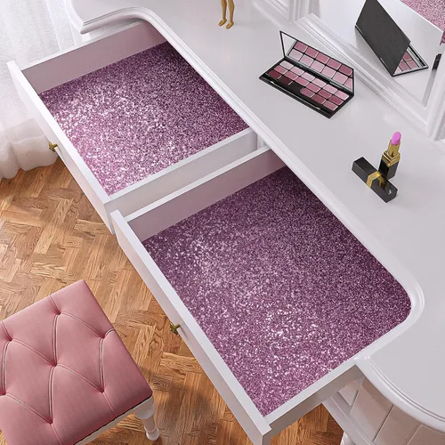 Vista 3 de VaryPaper Papel tapiz rosa claro con purpurina gruesa de 15.7 x 78.7 pulgadas, papel de contacto con purpurina rosa para paredes, papel de pared