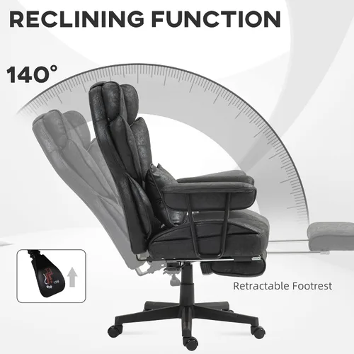 Vista 6 de HOMCOM Silla de oficina ejecutiva de masaje con 6 puntos de vibración, silla de oficina grande y alta con calefacción de 400 libras con reposapiés