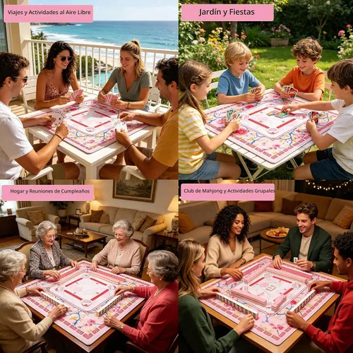 Vista 9 de Tapete Mahjong de 31.5 pulgadas para mesa con dados, tapete Mahjong con Rosa