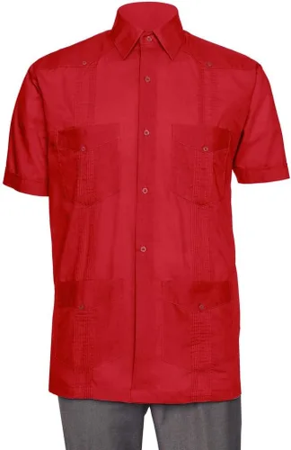Vista 4 de Camisa Guayabera de manga corta - para hombre con aspecto de lino cubano