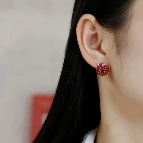 Vista 3 de RUOFFETA Aretes colgantes de pelota deportiva, aretes de fútbol, aretes de baloncesto, aretes de voleibol de béisbol, para mujer, regalo