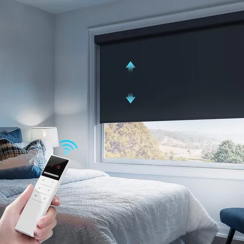 Vista 8 de ZSTARR Persianas opacas motorizadas con control remoto inteligente, persianas enrollables recargables inalámbricas para ventanas, oficina, hogar