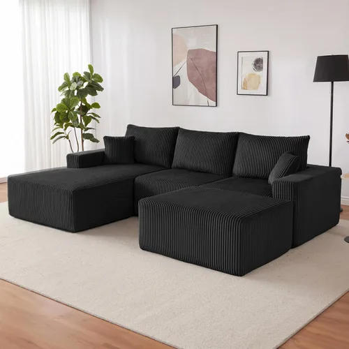 Vista 10 de Sofá seccional modular de 108", sofá seccional Cloud con asiento profundo, sofá modular moderno en forma de L con chaise, sofás tapizados sin Beige