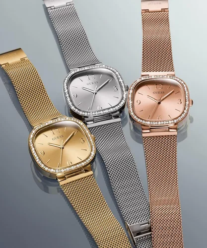 Vista 9 de GUESS US Womens Silver-Tone Mesh Analog Watch