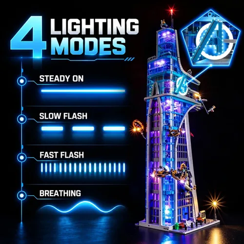Vista 4 de Kit de iluminación LED para Lego 76269 Marvel Avenger Tower Building Set (sin modelo), juego de luces compatibles con Marvel Lego 76269 - sin juego