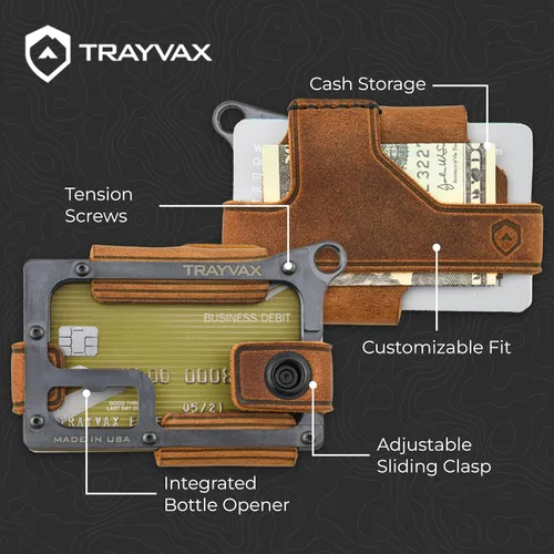 Vista 6 de Trayvax Contour Cartera minimalista Armadura táctica Bolsillo frontal de acero RFID, Negro