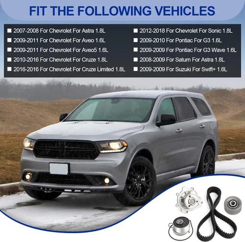 Vista 2 de Kit de bomba de agua con correa dentada para Chevrolet Cruze 2012-2014, 2012-2013 para Chevrolet Sonic, 2009-2011 para Aveo, para Aveo5, 2009-2010