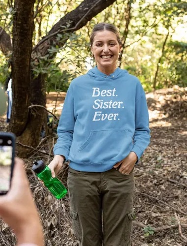Vista 4 de Best Sister Ever Sudaderas con capucha para regalar a hermanos, hermanas y mujeres