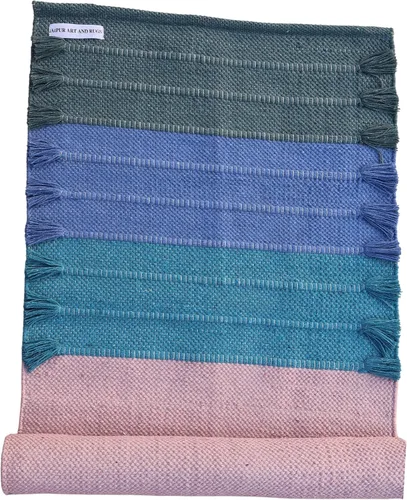Vista 6 de Jaipur art & Rugs Estera de yoga de algodón - Alfombra tejida a mano ecológica - Antideslizante y gruesa (61x183x5mm) para fitness diario en casa