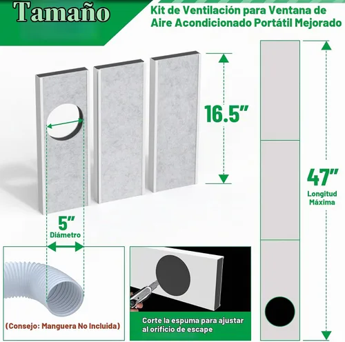 Vista 3 de Forestchill - Kit de ventilación de aire acondicionado portátil con paneles de espuma aislante, 3 paneles de sellado de ventilación de CA ajustables