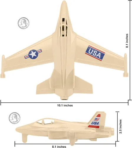 Vista 5 de TimMee Prop Plane & Fighter Jet - Desert Tan Plastic Army Men Aviones fabricados en Estados Unidos