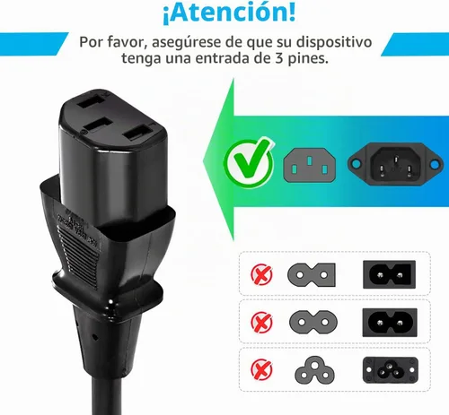 Vista 3 de Chanzon Cable de alimentación de CA 3 clavijas NEMA 5-15P IEC320C13 10A