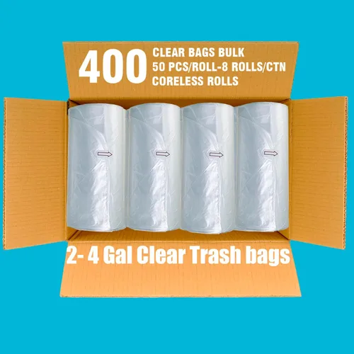 Vista 2 de BEIDOU-PAC Bolsas de basura de 2 a 4 galones, 400 unidades a granel, bolsas de reciclaje de plástico transparente, pequeñas bolsas de basura