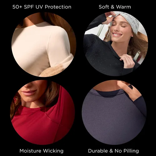 Vista 3 de Cuddl Duds Heavyweight 2 Piece Sets Base Layer Thermal Underwear for Women Negro