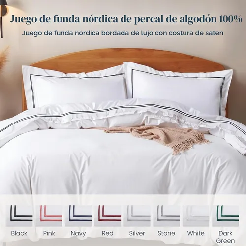 Vista 4 de Ella Jayne Funda de edredón Twin (2 piezas), 100% algodón percal, Twin/Twin XL, suave, transpirable y ligera, incluye funda de edredón Twin
