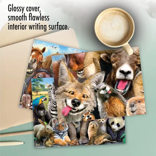 Vista 5 de The Best Card Company - 10 tarjetas de felicitación de agradecimiento de vida silvestre con sobres, papel de notas en caja de animales lindos - Aquí