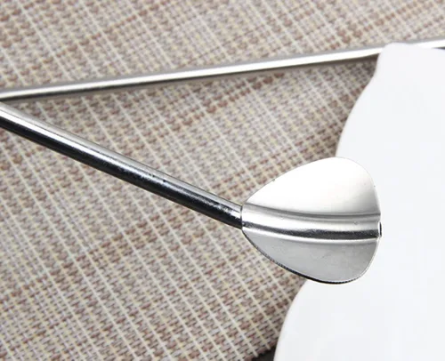 Vista 6 de Juego de 5 cucharas largas de acero inoxidable con forma de corazón, cuchara de paja de grado alimenticio para el hogar, cafetería, oficina