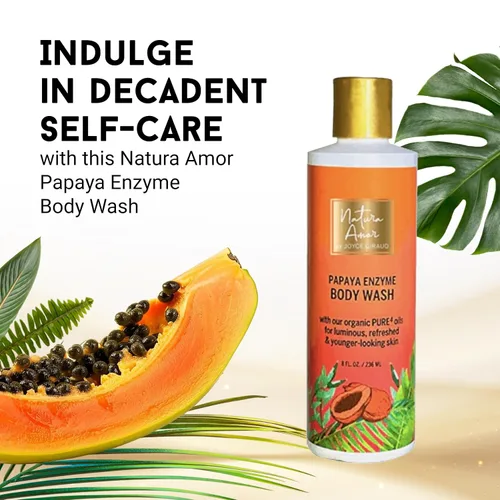 Vista 4 de Natura Amor by Joyce Giraud Papaya Enzyme Body Wash - Nutritivo e hidratante, ideal para todo tipo de piel, aroma a papaya, 8 onzas líquidas