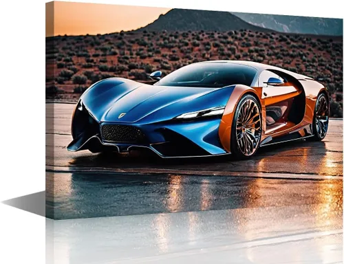 Vista 10 de Car Pictures for Living Room Wall Decor Super Car Driving Art Prints City Highway Road Paintings 1 Piece Canvas Wall Art Super Car Canvas Prints