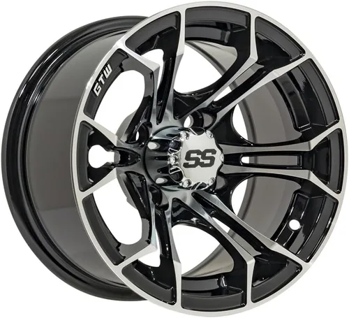 Vista 10 de GTW Spyder - Rueda de aluminio para carrito de golf de 12 pulgadas 12x7 4-4 pernos desplazamiento de 3:4 (azul/negro)
