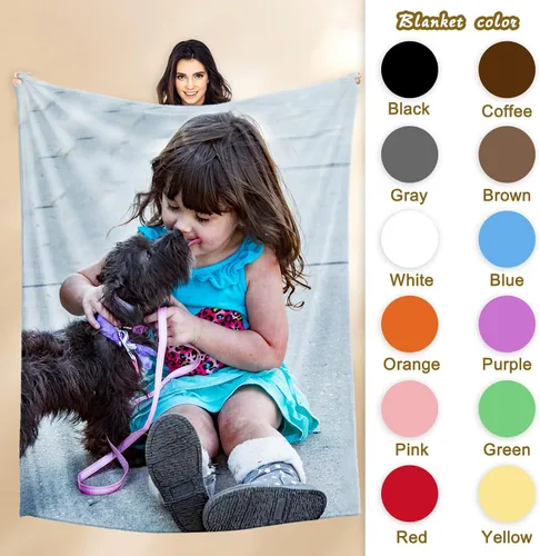 Vista 4 de Manta personalizada con fotos, texto, manta de cama personalizada con imagen, manta de franela personalizada para madres, padres, amantes, Navidad