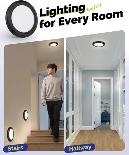 Vista 9 de Luz de techo recargable de 10,000mAh con control remoto, luces de ducha inalámbricas impermeables 3000K/4000K/6000K, luz alimentada por batería