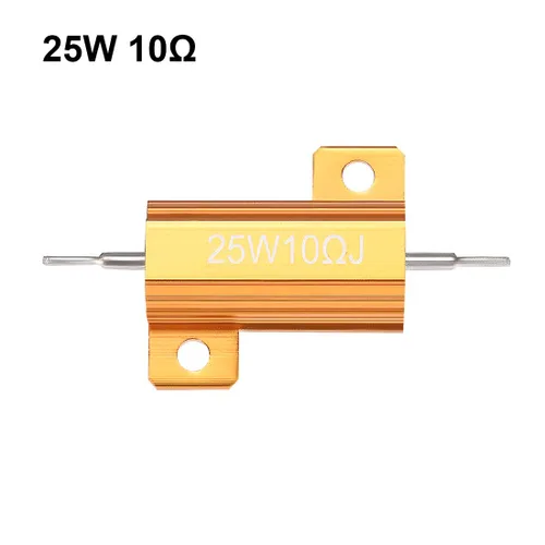 Vista 2 de uxcell Resistor de caja de aluminio de 25 W, 10 ohmios, 5%, grifo de rosca, resistencias de carga enrolladas montadas en chasis, tono dorado, 5
