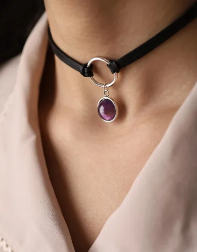 Vista 3 de Sacina Gargantilla gótica gótica, estilo hippie, estilo hippie, de piel sintética, delicada, negra, regalo de joyería para mujeres y niñas