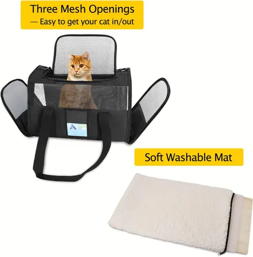 Vista 3 de Transportador Refrze para mascotas aprobado por aerolíneas, transportadores para gatos para gatos medianos y gatos pequeños, transportadores suaves