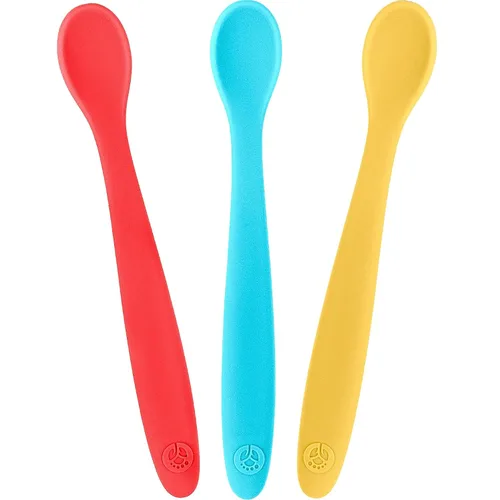 Vista 12 de WeeSprout Cucharas de silicona para bebé, utensilios de alimentación infantil de primera etapa con punta suave, utensilios de cocina flexibles