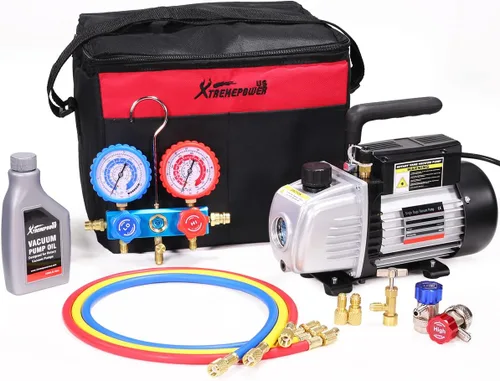 Vista 11 de Aire bomba de aspiradora Xtremepowerus HVAC – A/C refrigeración kit colector ac gauge set