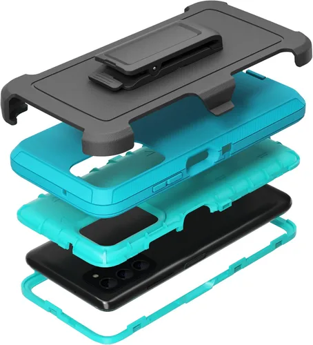 Vista 8 de Funda compatible con Samsung Galaxy A03s, con clip para cinturón, resistente, a prueba de golpes, protección de cuerpo completo para teléfono Negro