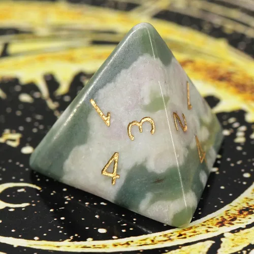 Vista 7 de Dados poliédricos DND de piedras preciosas de jade auspicioso natural, dados de juego de rol para juegos de mesa TRPG juegos de mazmorras y dragones